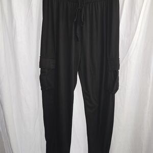 Fashion Nova Women's Black Cargo Joggers with Drawstring Waist